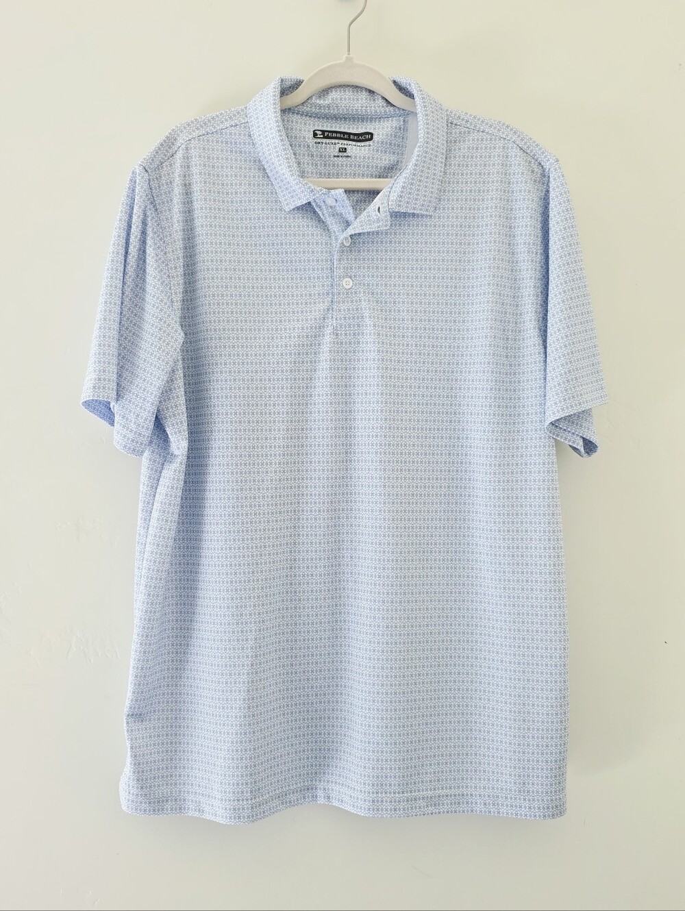 Pebble Beach Dry Luxe Performance Light Blue Men's Golf Polo T-Shirt Size XL